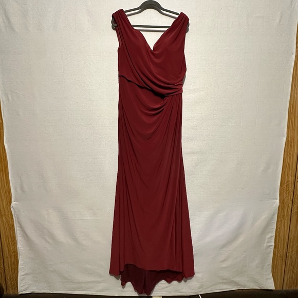 NWT La Femme Ruched Off-The-Shoulder V-Back Dress - size 16W - Picture 3 of 8